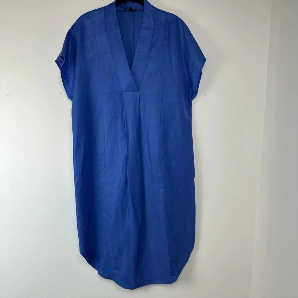 Ronen Chen Women’s Dress‎ Size 6 Blue Linen Lagenlook Minimalist